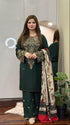 3 Piece - Unstitched Dhanak Stuff Full Embroidered Suit With Printed Blended Shawl