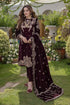3 Piece - Unstitched Velvet Stuff Full Embroidered Suit With Velvet Embroidered Shawl.
