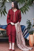 3 Piece - Unstitched Dhanak Stuff Full Embroidered Suit With Dhanak Embroidered Shawl.