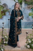 3 Piece - Unstitched Velvet Stuff Full Embroidered Suit With Velvet Embroidered Shawl.
