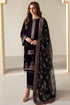 3 Piece - Unstitched Velvet Stuff Full Embroidered Suit With Four-Sided Organza Embroidered Dupatta.