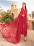 Luxury Lawn Stuff 3 Piece Full Chicken Kari Embroidered Suit With Organza Embroidered Dupatta.
